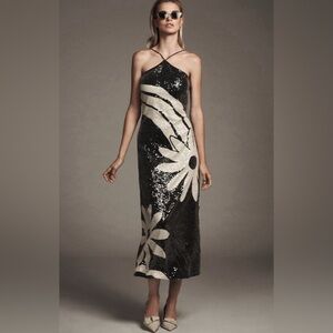 Farm Rio sequin halter column midi dress